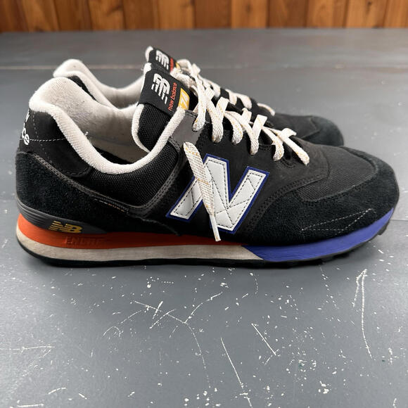 New Balance 574v2 Black Poppy Mens 10D Black Suede And Fabric Trainers - Picture 4 of 9